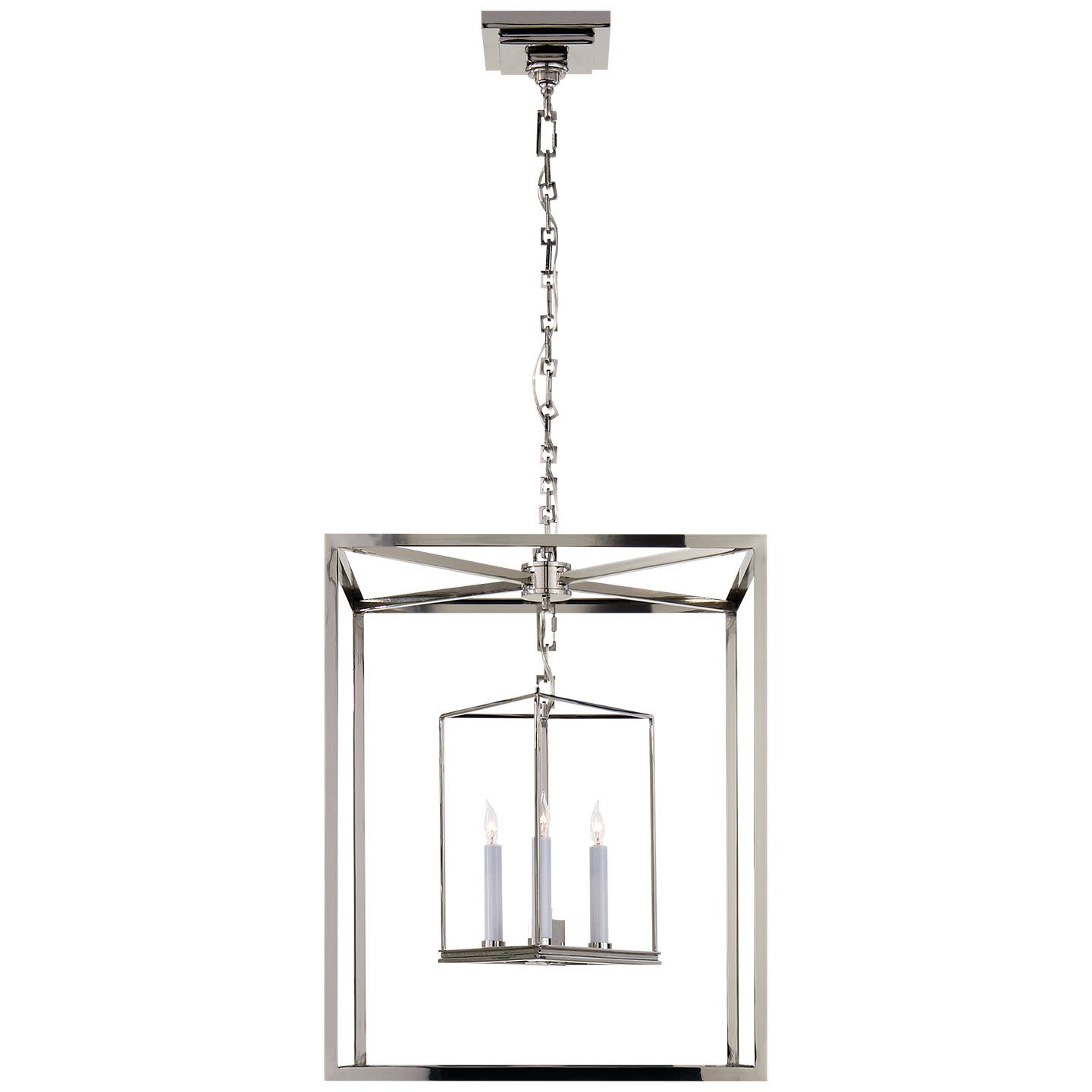 Photos - Chandelier / Lamp NICKEL Visual Comfort CHC2217 Osborne 18" Double Cage Lantern by E. F. Chapman Polished  Indoor Lighting Pendants CHC 2217PN 