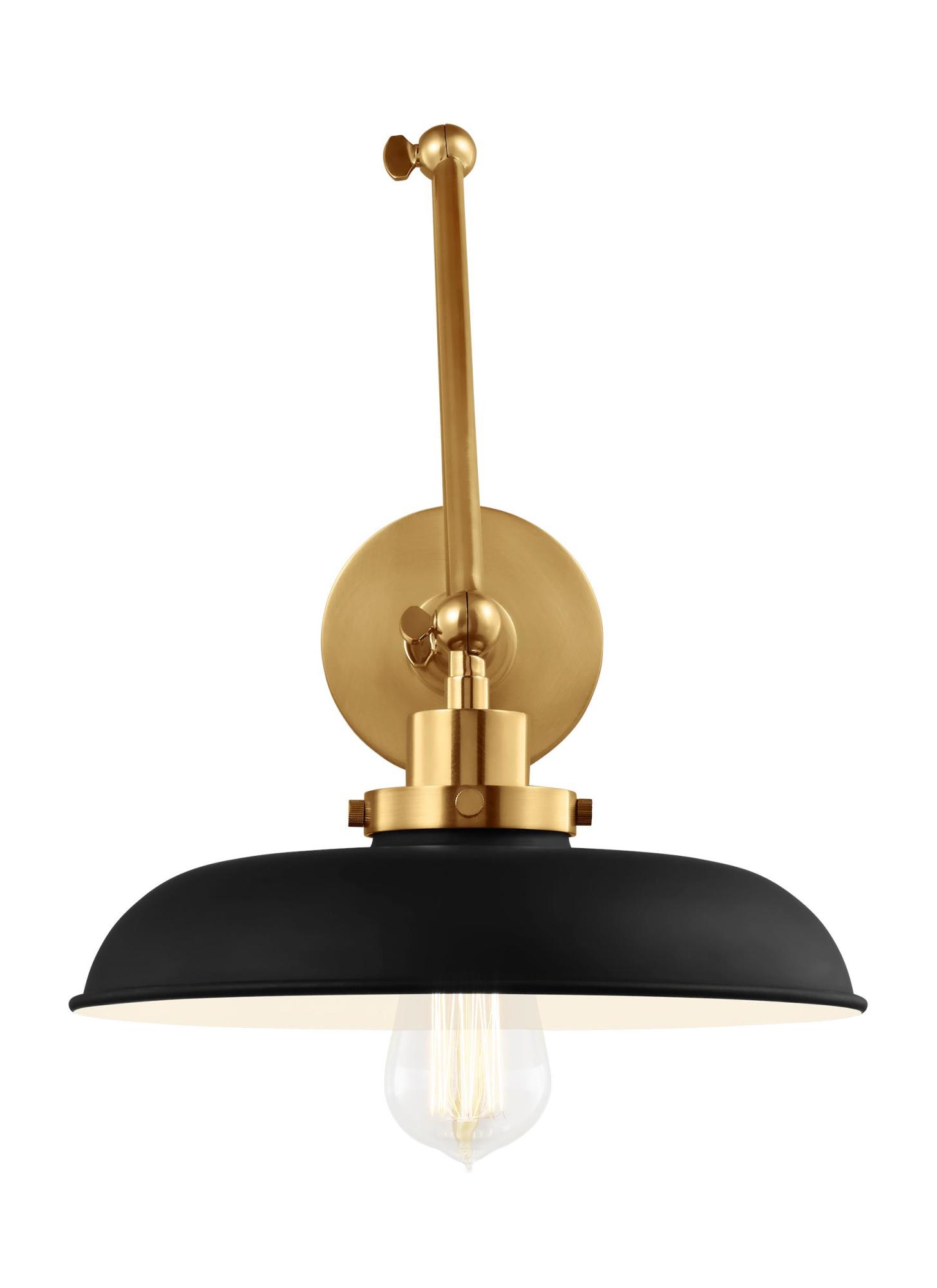 Photos - Chandelier / Lamp Visual Comfort CW1171MBK Wellfleet 3" Tall Bathroom Sconce Burnished Brass Indoor Lighting Bathroom Fixtures Bathroom Sconce
