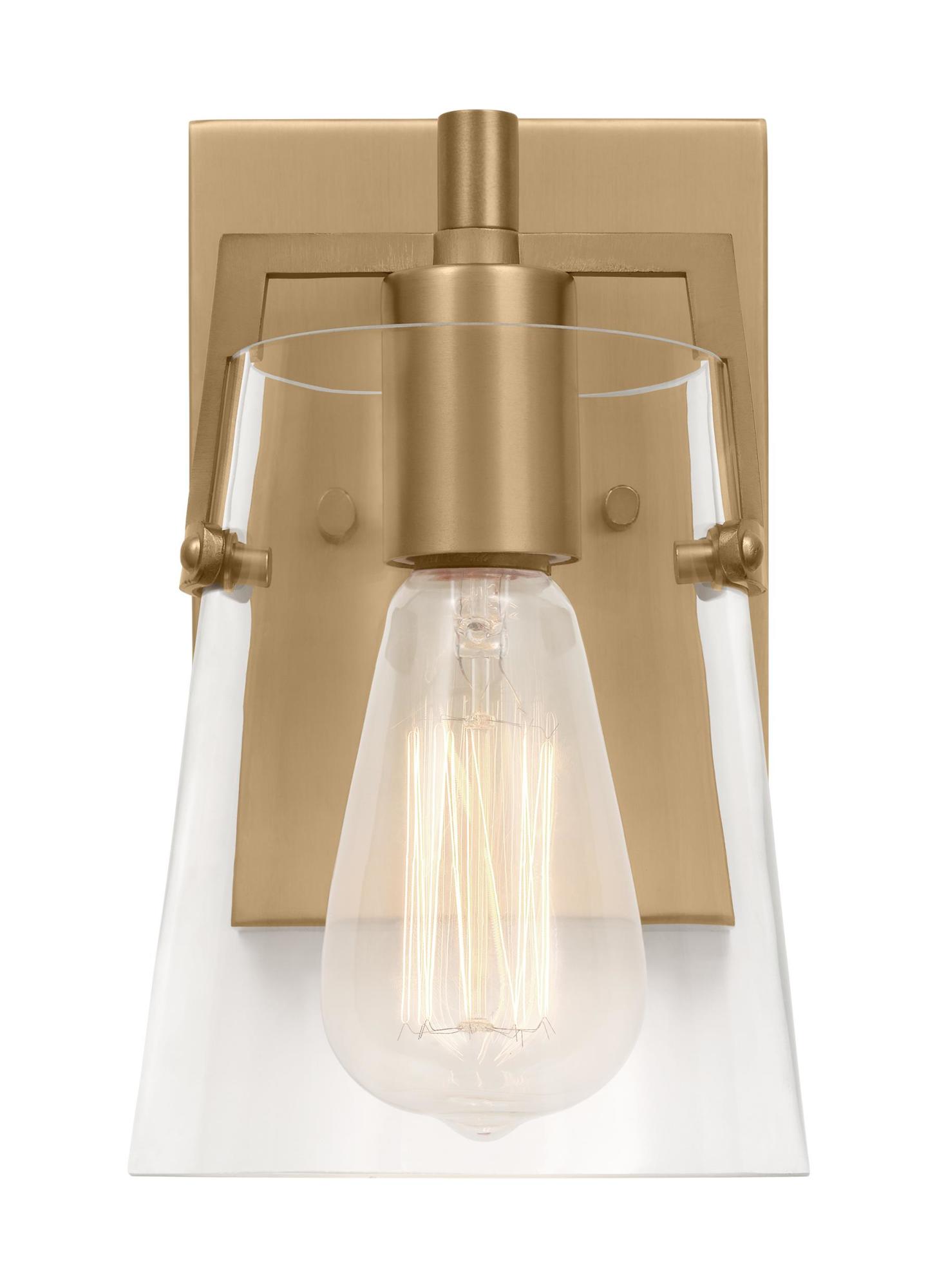 Photos - Chandelier / Lamp Visual Comfort DJV1031 Crofton 1-Light Vanity by Drew & Jonathan Satin Brass Indoor Lighting Bathroom Fixtures Bathroom Scon