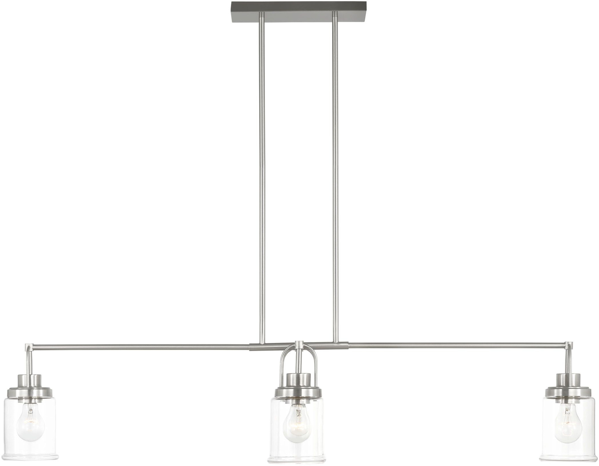 Photos - Chandelier / Lamp Wide Visual Comfort GLC1184 Anders 4 Light 48"  Linear Chandelier with Clear Glass Shades Brushed Nickel Indoor Lighting Chan 