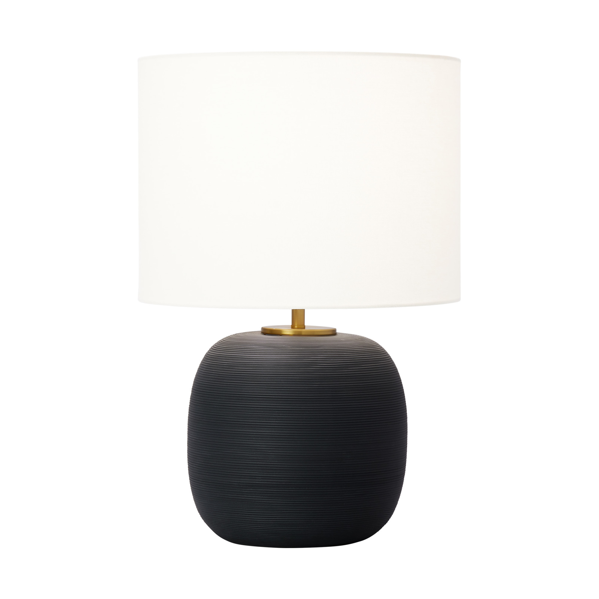Photos - Desk Lamp Visual Comfort HT10711 Fanny 23" Tall LED Table Lamp with Linen Shade Rough Black Ceramic Lamps Table Lamps HT1071RBC1
