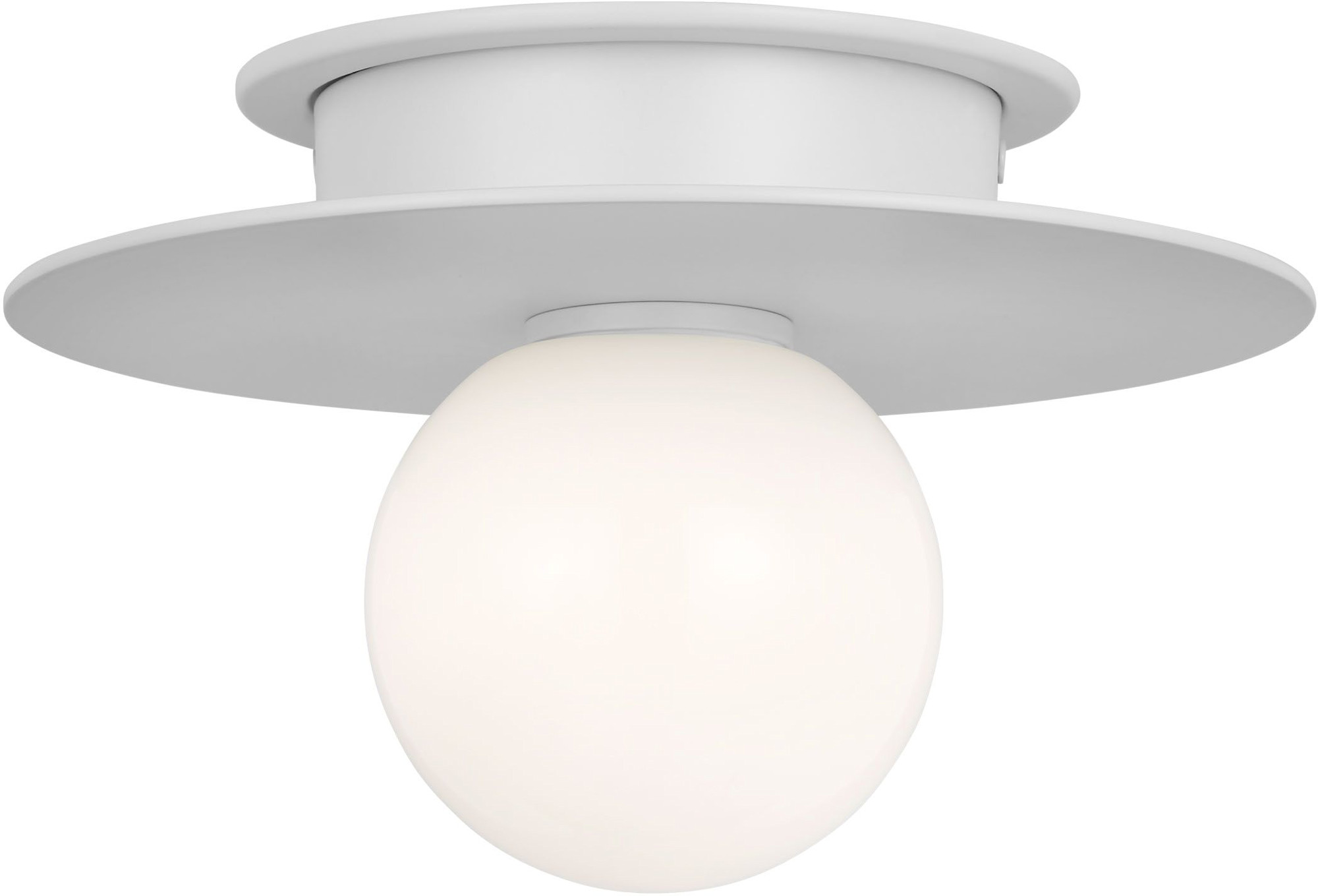 Photos - Chandelier / Lamp Wide Visual Comfort KF1001 Nodes 8"  Semi-Flush Globe Ceiling Fixture with Milk Glass Shade Matte White Indoor Lighting Ceili 
