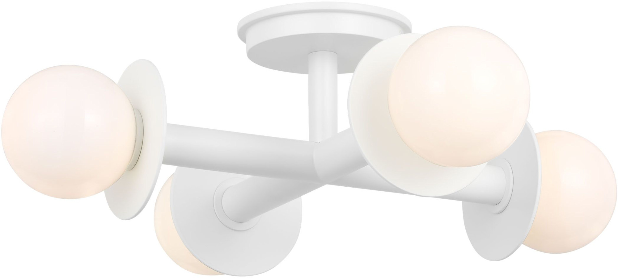 Photos - Chandelier / Lamp Wide Visual Comfort KF1034 Nodes 4 Light 18"  Semi-Flush Ceiling Fixture with Milk Glass Shades Matte White Indoor Lighting C 