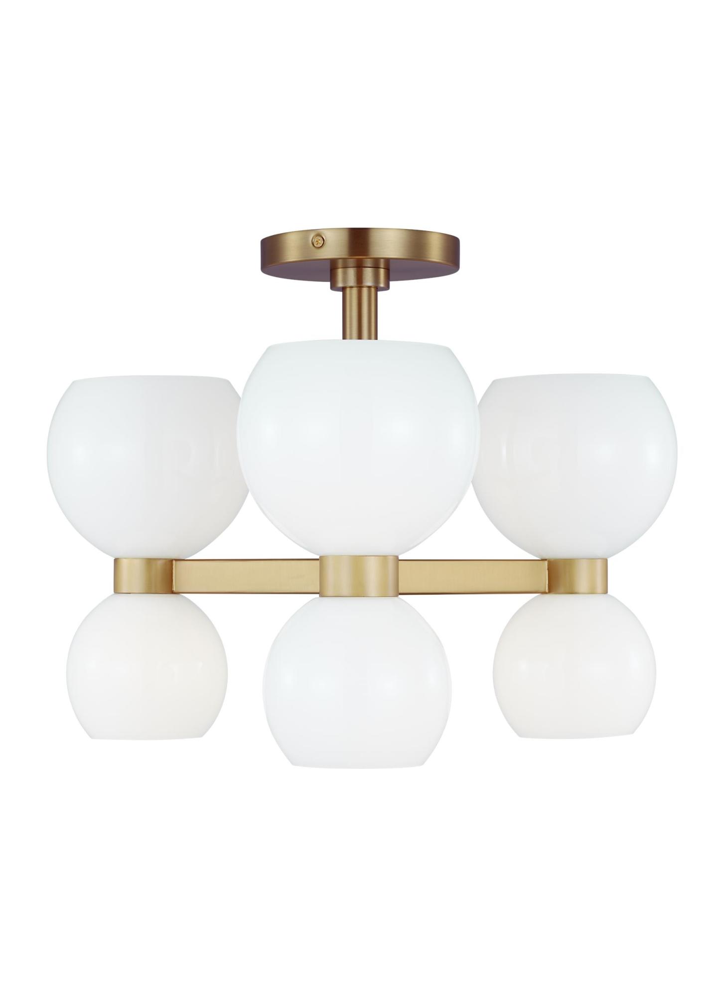 Photos - Chandelier / Lamp Wide Visual Comfort KSF1036MG Londyn 6 Light 20"  Semi-Flush Bowl Ceiling Fixture Burnished Brass Indoor Lighting Ceiling Fix 