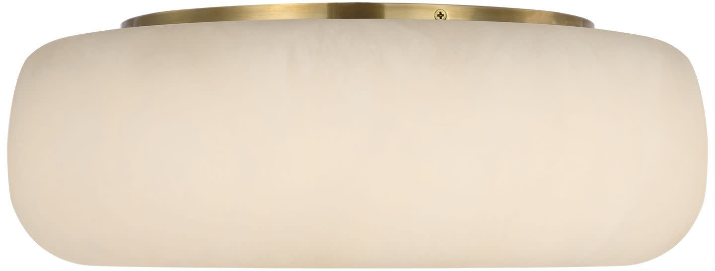 Photos - Chandelier / Lamp Wide Visual Comfort KW 4904 Formosa 17"  LED Flush Mount Drum Ceiling Fixture Alabaster / Antique-Burnished Brass Indoor Ligh 