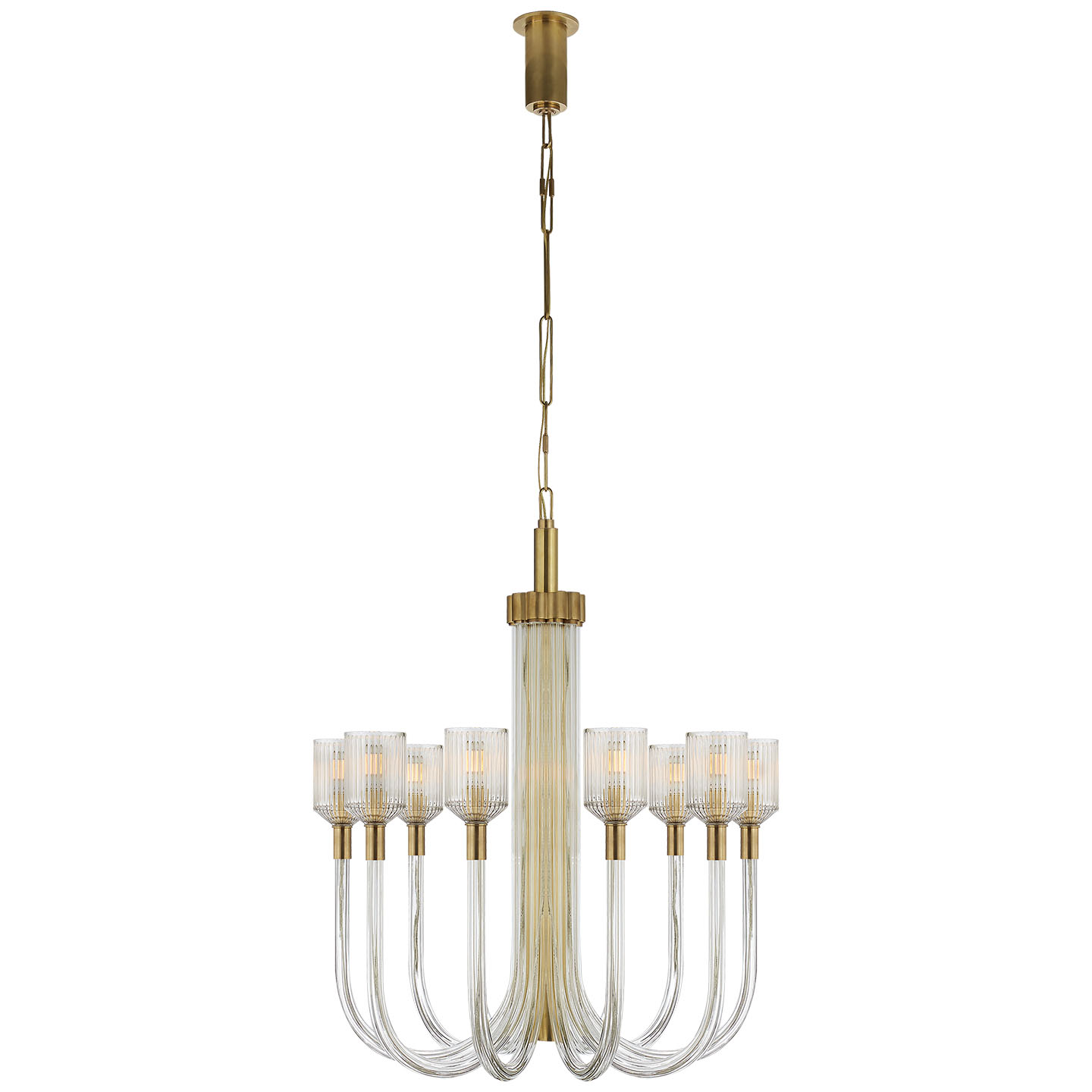 Photos - Chandelier / Lamp Reverie Visual Comfort KW5401 29" Medium Chandelier with Clear Ribbed Glass by Kelly Wearstler Clear Ribbed Glass / Brass In