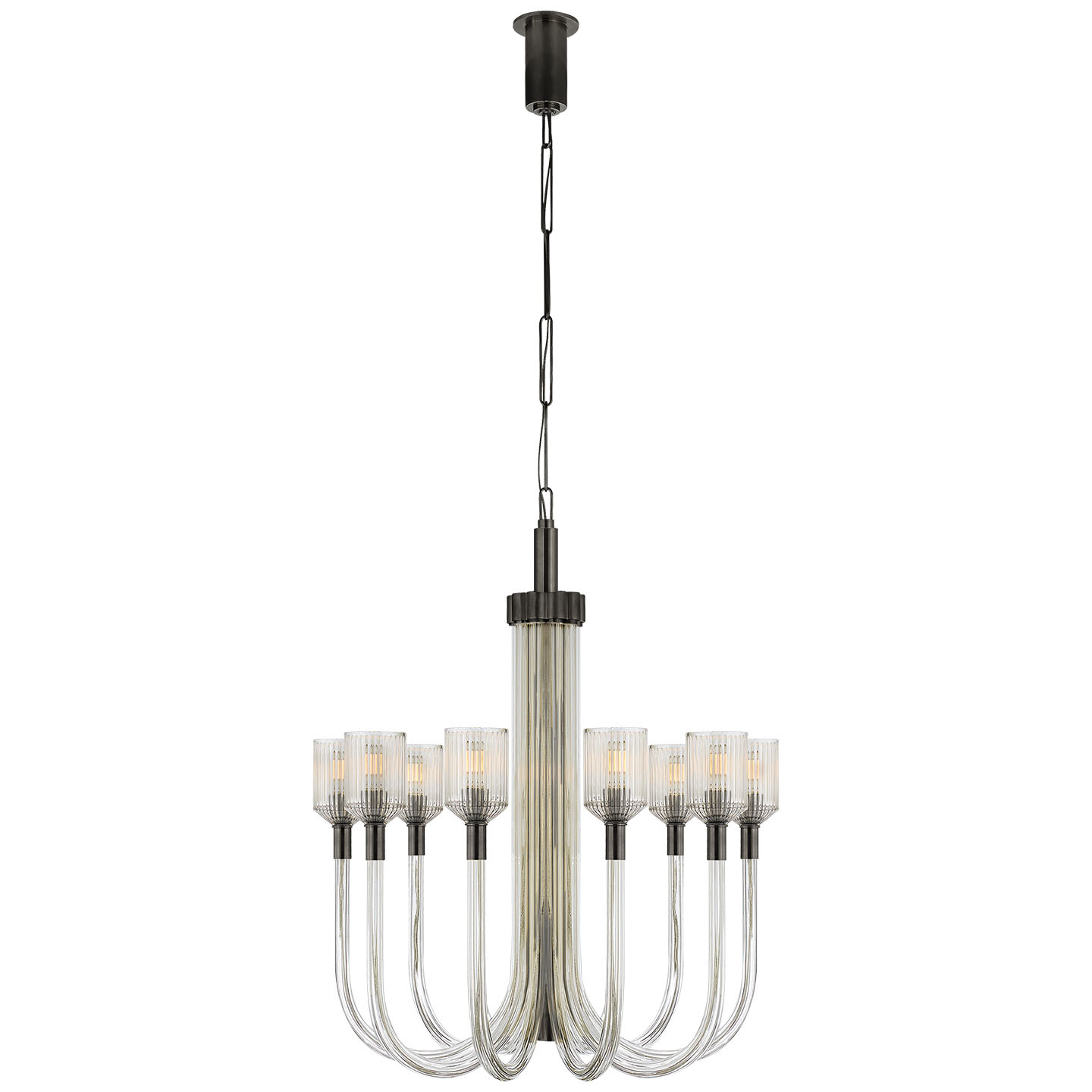 Photos - Chandelier / Lamp Reverie Visual Comfort KW5401  29" Medium Chandelier with Clear Ribbed Glass by Kelly Wearstler Clear Ribbed Glass / Bronze I 