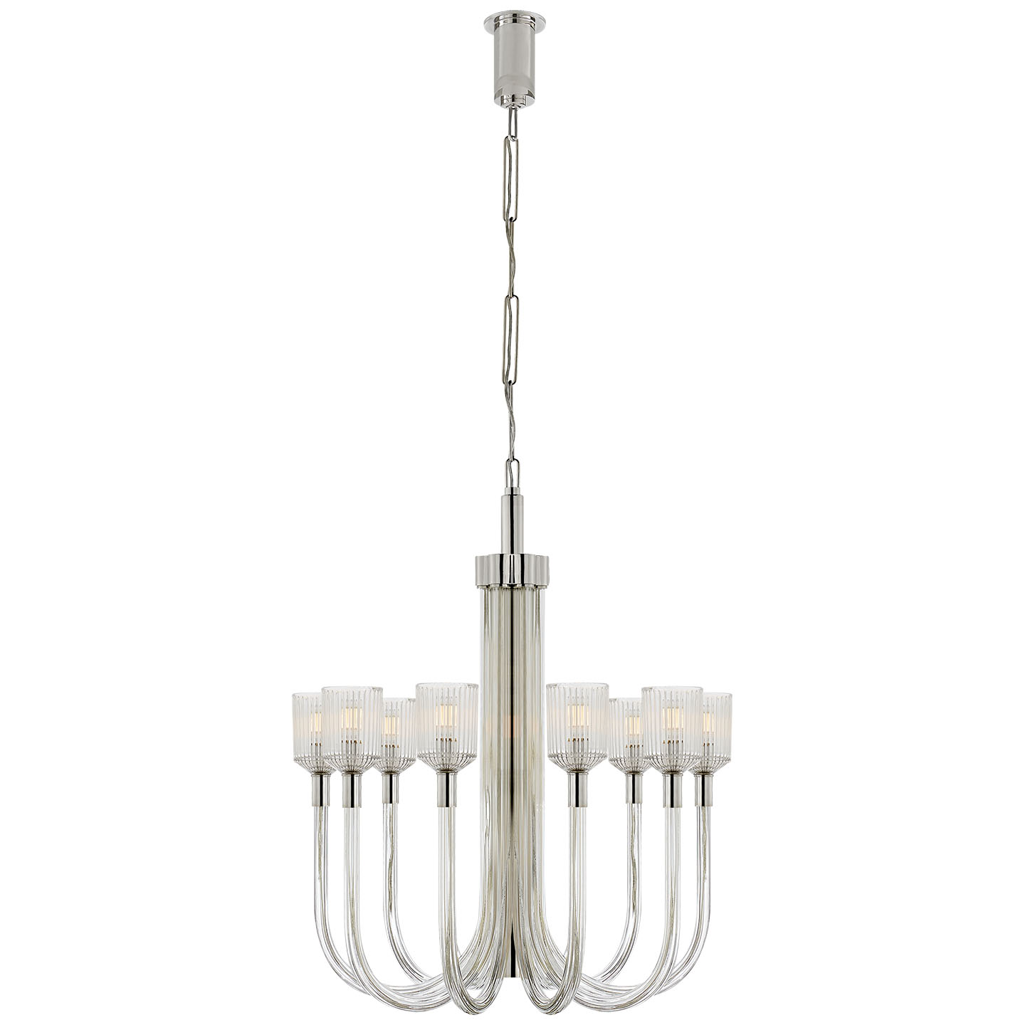 Photos - Chandelier / Lamp Reverie Visual Comfort KW5401  29" Medium Chandelier with Clear Ribbed Glass by Kelly Wearstler Clear Ribbed Glass / Polished 