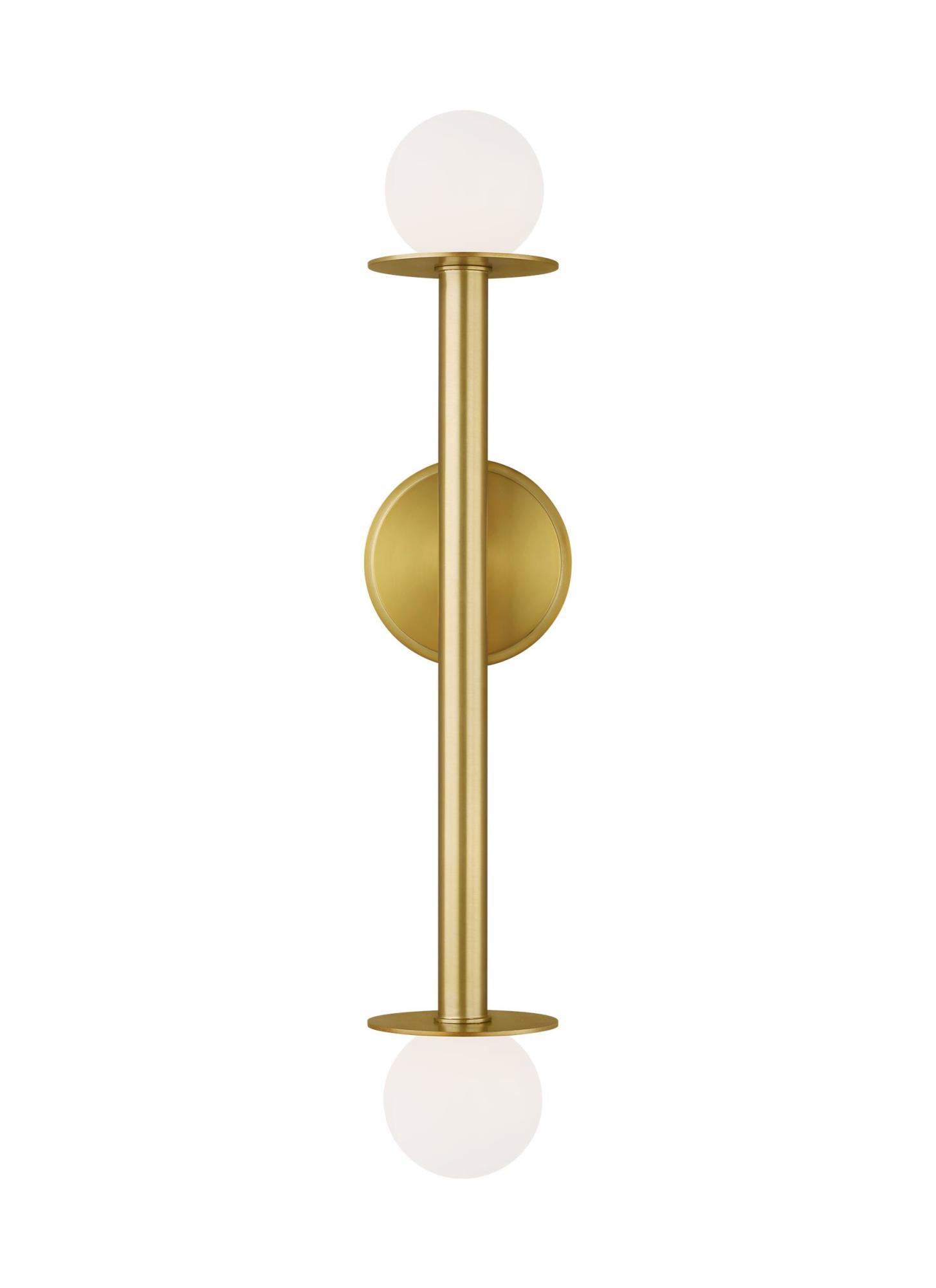Photos - Chandelier / Lamp Visual Comfort KWL1012 Nodes 2 Light 24" Tall Bathroom Sconce with Milk Glass Shades Burnished Brass Indoor Lighting Bathroo