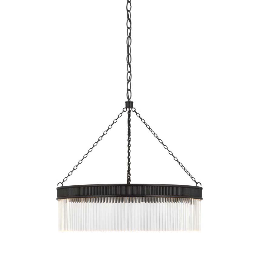 Photos - Chandelier / Lamp Visual Comfort MF5170 Menil 27" Wide LED Ring Chandelier Bronze / Crystal Rods Indoor Lighting Chandeliers MF 5170BZ-CG