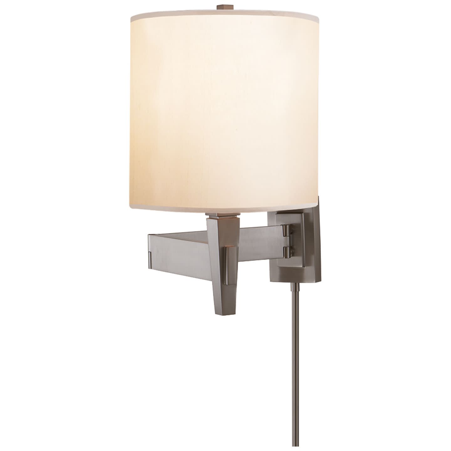 Photos - Chandelier / Lamp Silk Visual Comfort PT2000S Architects 13" High Plug-In Wall Sconce with  Shade Brushed Chrome Indoor Lighting Wall Sconces P 