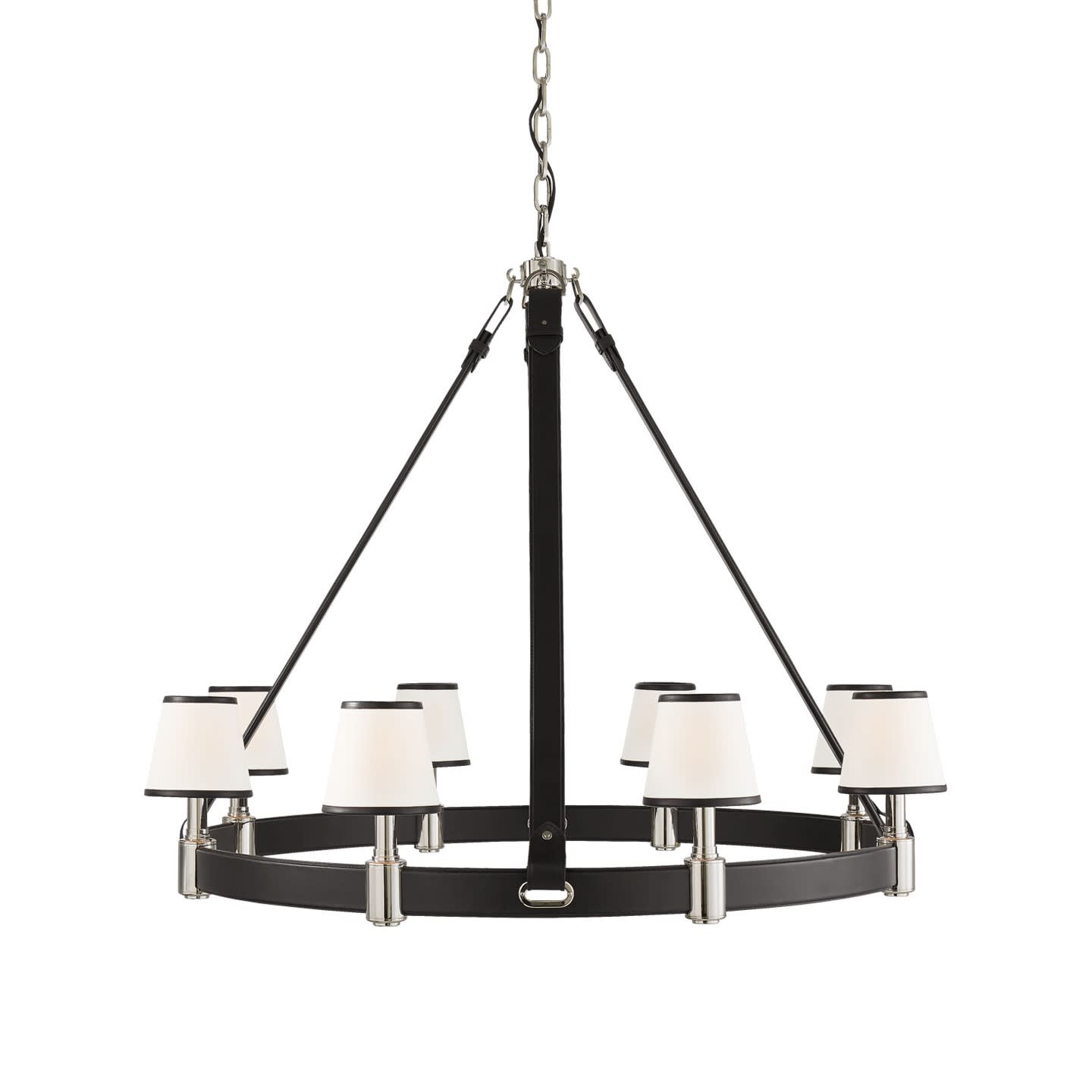 Photos - Chandelier / Lamp Visual Comfort RL 5612-L Riley 8 Light 48" Wide Chandelier Polished Nickel / Chocolate Leather Indoor Lighting Chandeliers R