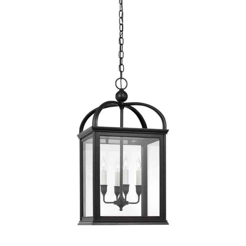 Photos - Chandelier / Lamp Wide Visual Comfort RL5762 Rhoades 4 Light 19"  Taper Candle Style Chandelier Bronze / Clear Glass Indoor Lighting Chandelier 