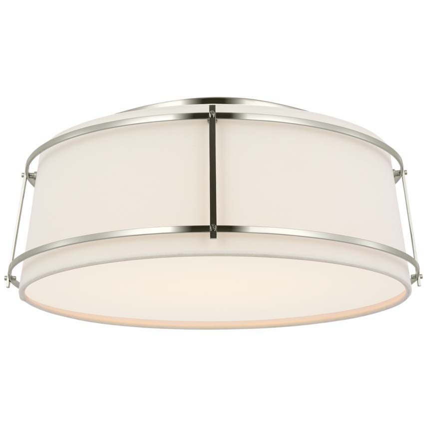 Photos - Chandelier / Lamp Callaway Visual Comfort S4687  18" Wide LED Flush Mount Drum Ceiling Fixture Polished Nickel / Linen / Frosted Acrylic Indoor 
