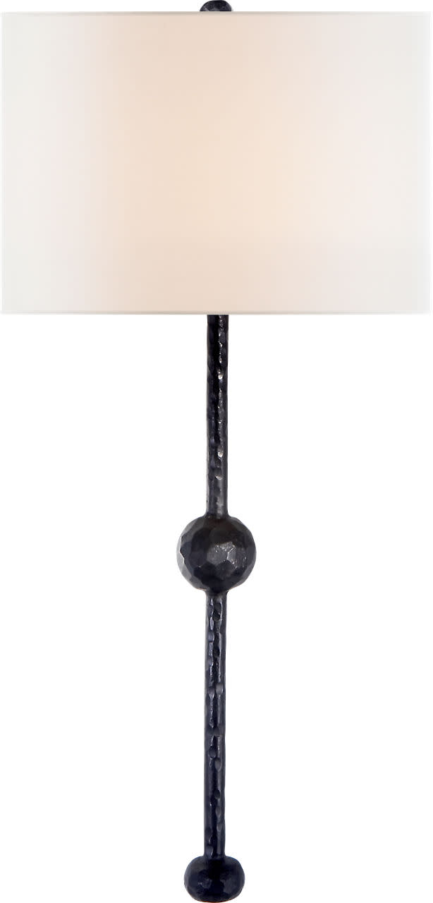 Photos - Chandelier / Lamp SK Visual Comfort SK2263L Carey 31" High Wall Sconce with Linen Shade Aged Iron Indoor Lighting Wall Sconces  2263AI-L 