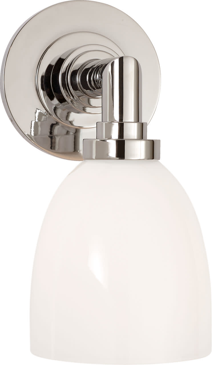 Photos - Chandelier / Lamp Smartlife Visual Comfort SL2841WG Wilton Single Light 5" Wide Bathroom Sconce with White Glass Shade Polished Nickel Indoor Lighting B 