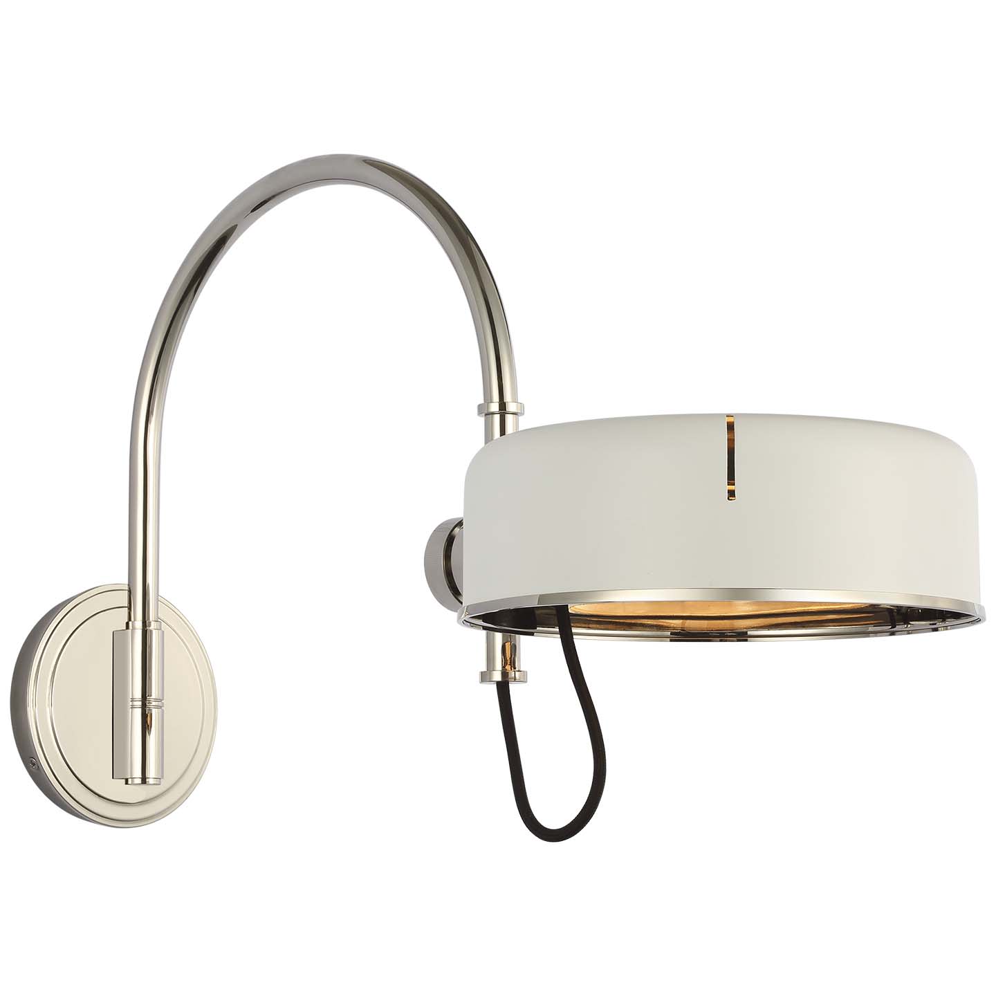 Photos - Chandelier / Lamp OSO Visual Comfort TOB 2132-WHT 13" Tall LED Wall Sconce Polished Nickel Indoor Lighting Wall Sconces TOB 2132PN-WHT
