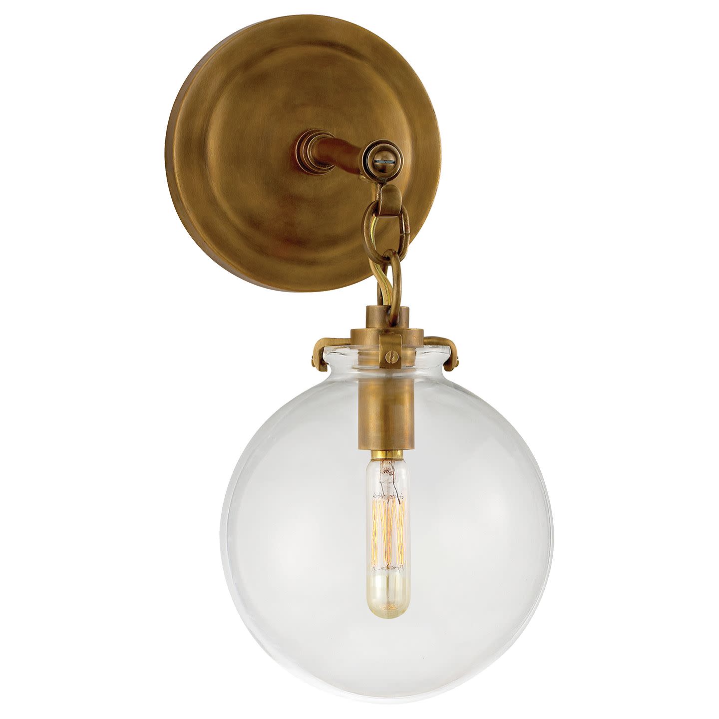 Photos - Chandelier / Lamp Clear Visual Comfort TOB2225G4CG Katie 12-1/2" High Wall Sconce with  Glass Shade Hand Rubbed Antique Brass Indoor Lighting W 