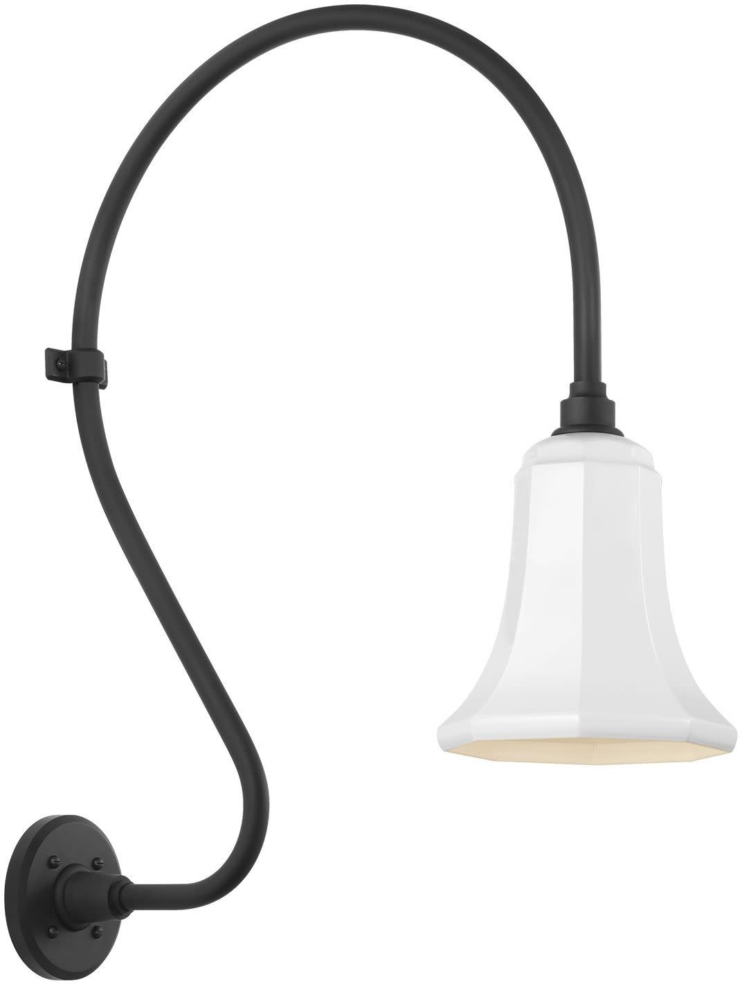 Photos - Floodlight / Street Light Comfort Visual  TOB 2805/S8-WHT Thomas O'Brien 27" Tall x 8" Wide Outdoor Wall Sconce with White Savannah Shade Matte Black O 