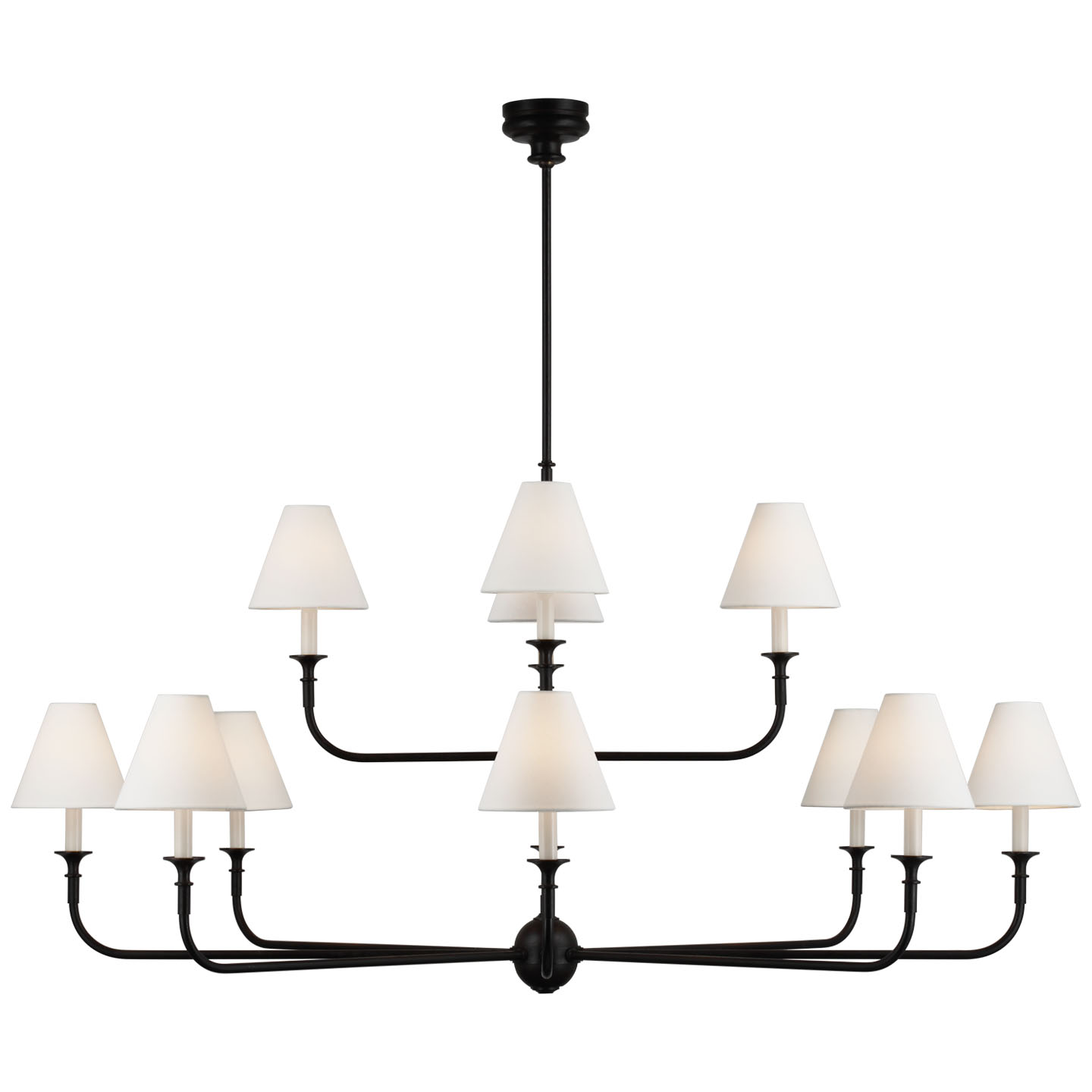 Photos - Chandelier / Lamp Wide Visual Comfort TOB 5453-L Piaf 12 Light 58"  Chandelier Aged Iron / Ebonized Oak Indoor Lighting Chandeliers TOB 5453AI/ 