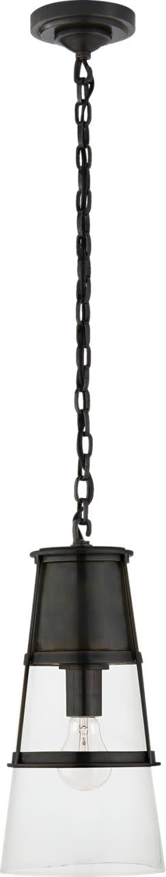 Photos - Chandelier / Lamp Robinson Visual Comfort TOB5752  8" Medium Pendant by Thomas O'Brien Bronze / Clear Glass Indoor Lighting Pendants TOB 5752BZ 