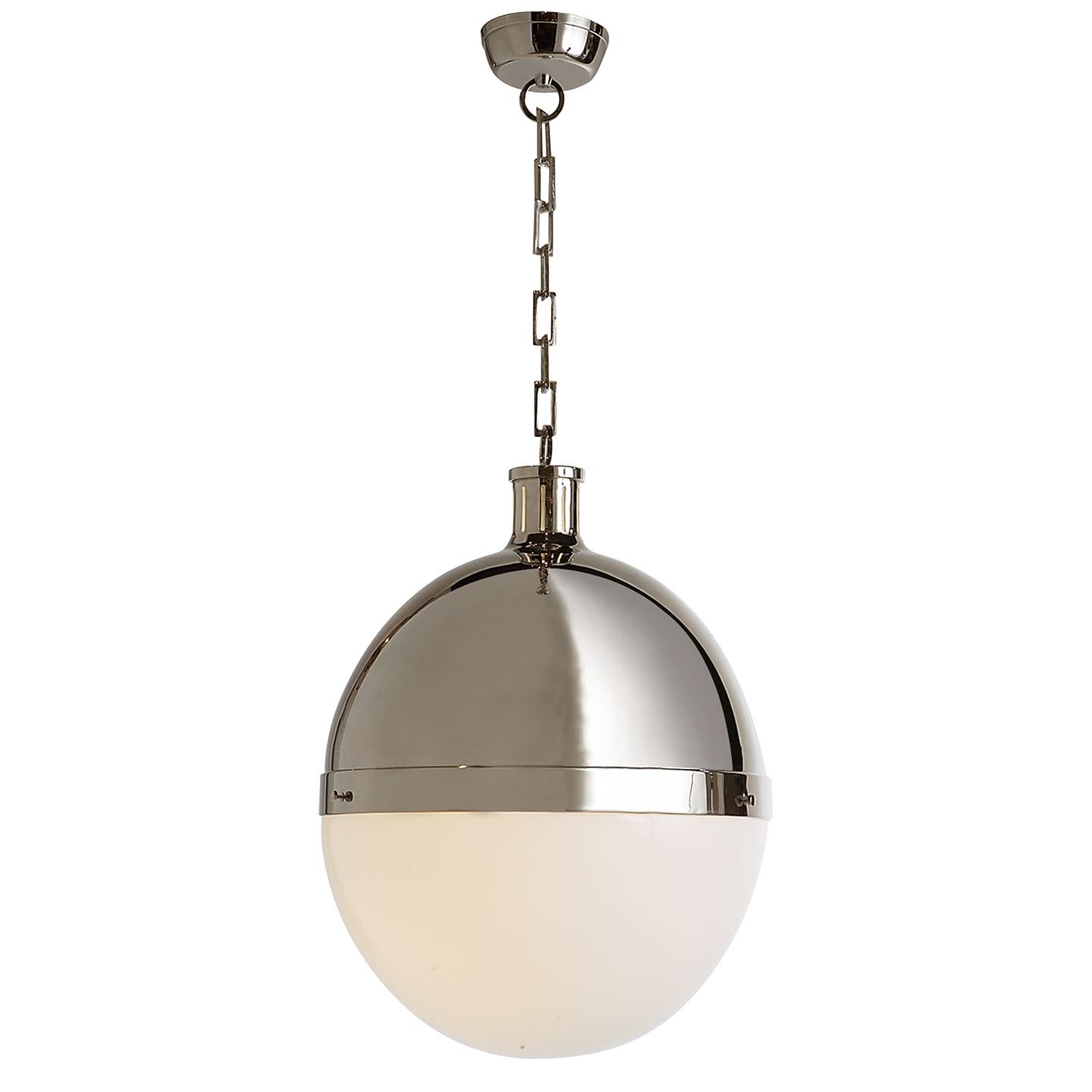 Photos - Chandelier / Lamp Extra Visual Comfort TOB5064WG Hicks 16"  Large Pendant with White Glass by Thomas O'Brien Polished Nickel Indoor Lighting Pe 