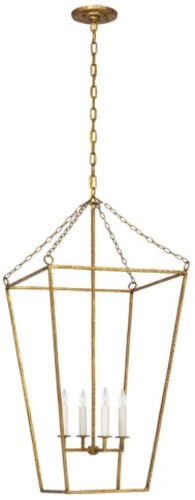 Visual Comfort MF 5103 Malloy 18" Open Frame Forged Lantern Gilded Iron Indoor Lighting Chandeliers