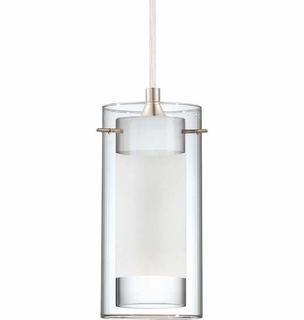 Photos - Chandelier / Lamp ESPRIT Volume Lighting 2427  Single Light 4" Wide Mini Pendant with Double Glass Shade and Clear Edge Brushed Nickel Indoor L 