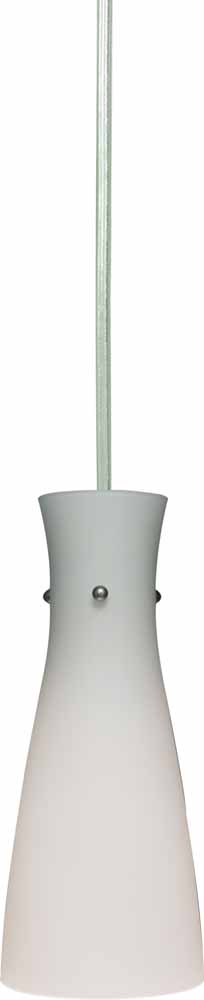 Volume Lighting V1751 1 Light Down Light Pendant with Etched White Cased Glass Shade Brushed Nickel Indoor Lighting Pendants