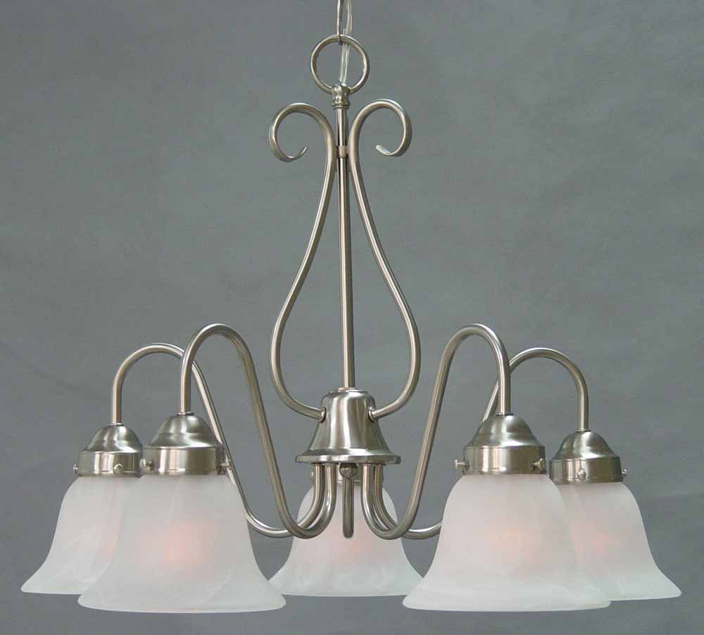 Photos - Chandelier / Lamp NICKEL Volume Lighting V2355 Minster 5 Light 1 Tier Chandelier with Alabaster Glass Shade Brushed  Indoor Lighting Chandelier 