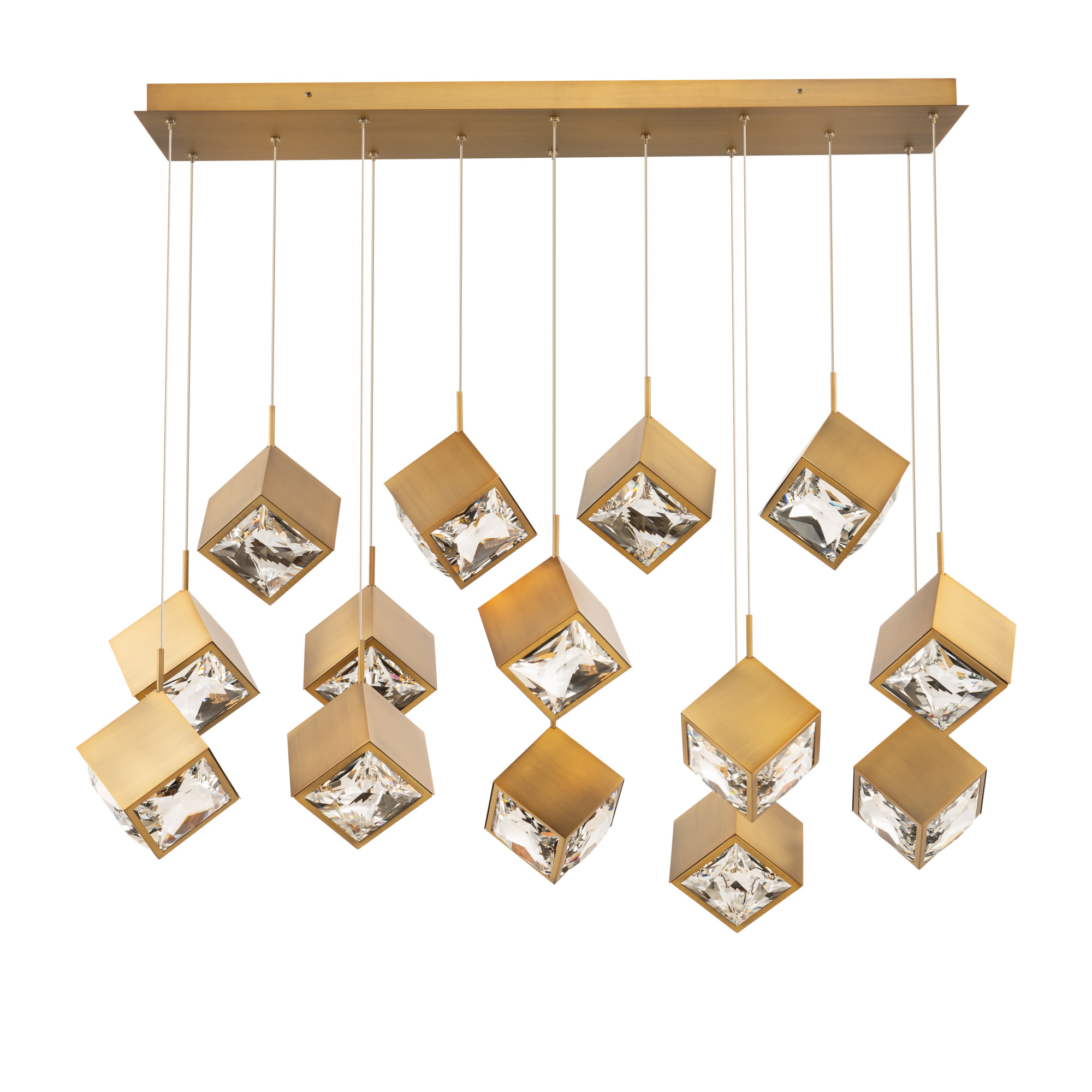 Photos - Chandelier / Lamp WAC Lighting PD-29314L Ice Cube 14 Light 44" Wide LED Multi Light Pendant Aged Brass Indoor Lighting Pendants PD-29314L-AB