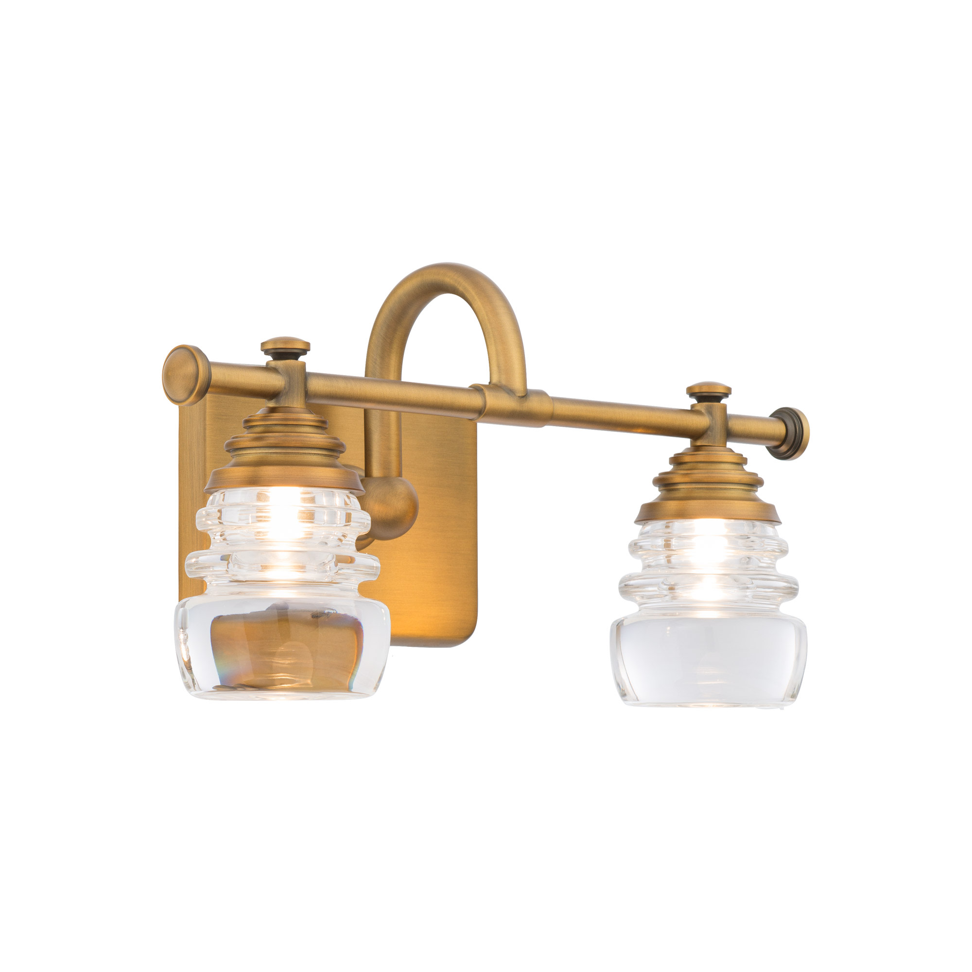 Photos - Chandelier / Lamp Wide WAC Lighting WS-42514 Rondelle 2 Light 14"  LED Bathroom Vanity Light Aged Brass Indoor Lighting Bathroom Fixtures Vanit 