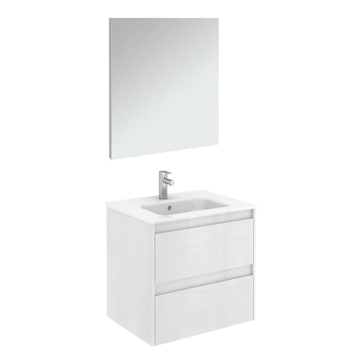 Photos - Washbasin cabinet WS Bath Collections Ambra 60 Pack 1 Ambra 24" Wall Mounted Single Basin Vanity Set with Cabinet Ceramic Vanity Top and Mirro 