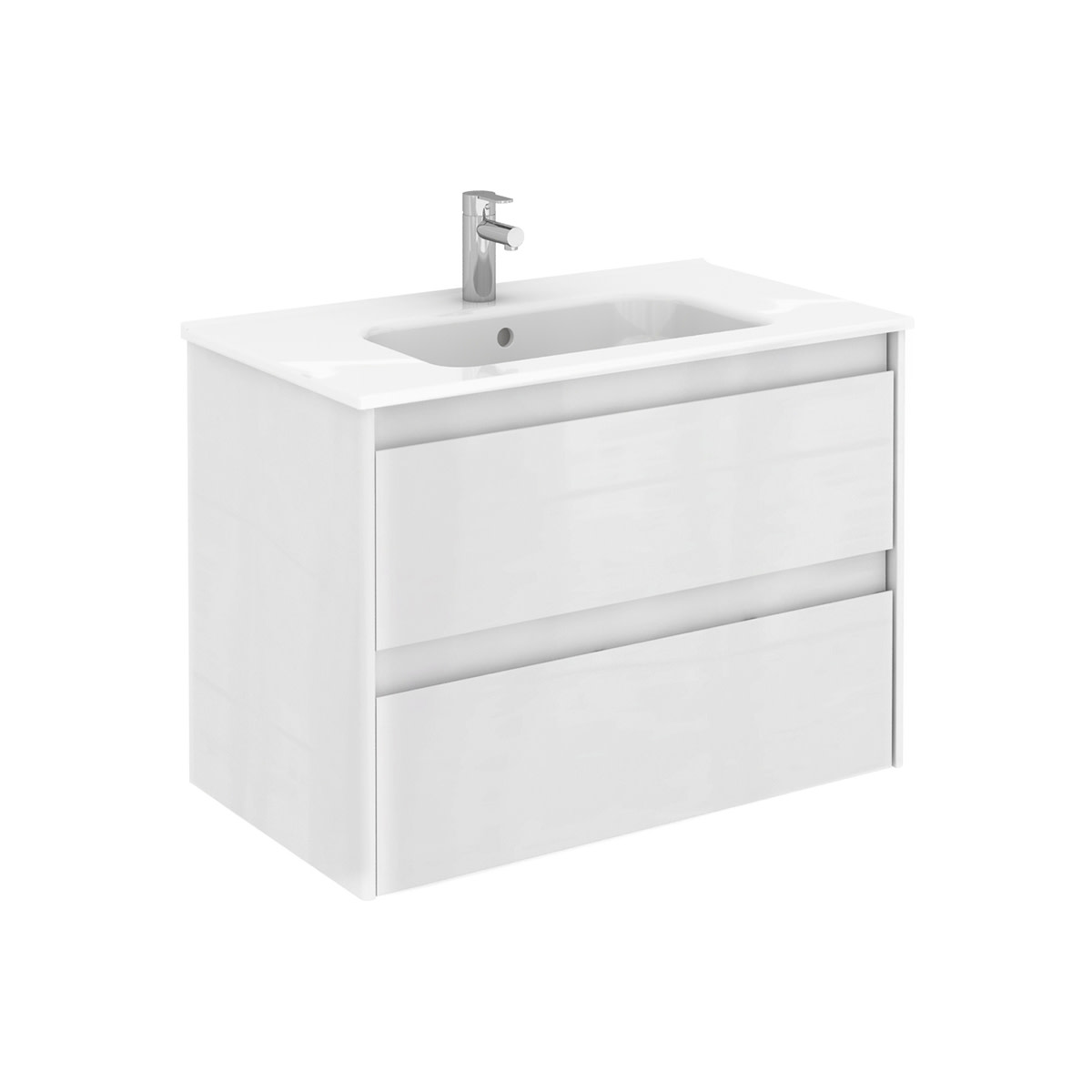 Photos - Washbasin cabinet WS Bath Collections Ambra 80 Ambra 32" Wall Mounted Single Basin Vanity Set with Cabinet and Ceramic Vanity Top Matte White 