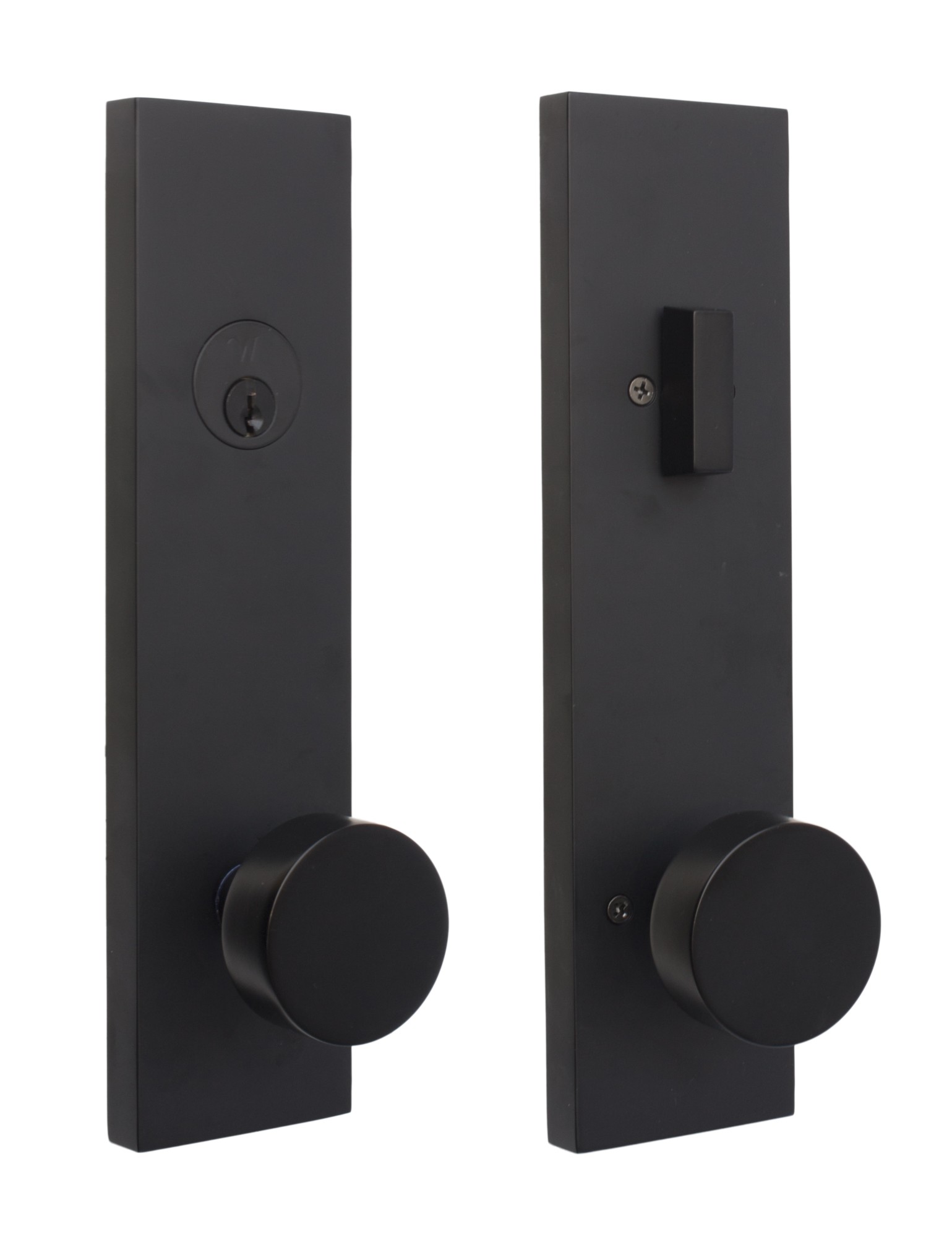 Weslock 66214 Addy Single Cylinder Deadbolt Passage Lock with Mesa Knob Adjustable Latch and Round Corner Strikes - Reversible Handing Matte Black