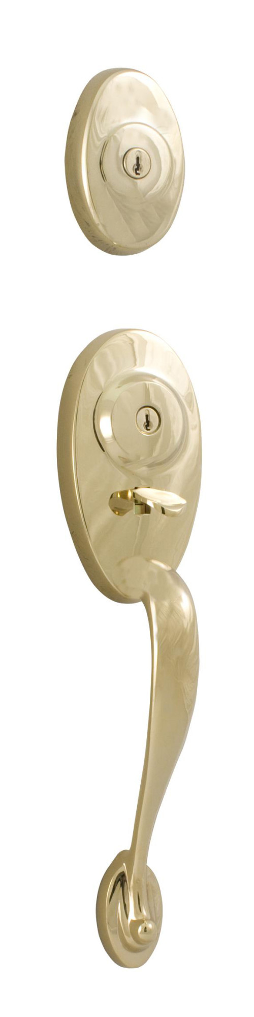 Weslock 1343 Lexington Series Single Cylinder Handleset from the Traditionale Collection Lifetime Polished Brass Door Hardware Handlesets Keyed Entry