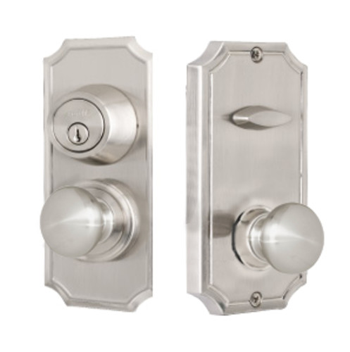 Weslock 1501I Unigard Interconnected Entry Set with Function and Impresa Style Knobs Satin Nickel Door Hardware Door Knob Combo Packs Keyed Entry Door