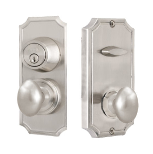 Weslock 1501J Unigard Interconnected Entry Set with Function and Julienne Style Knobs Satin Nickel Door Hardware Door Knob Combo Packs Keyed Entry
