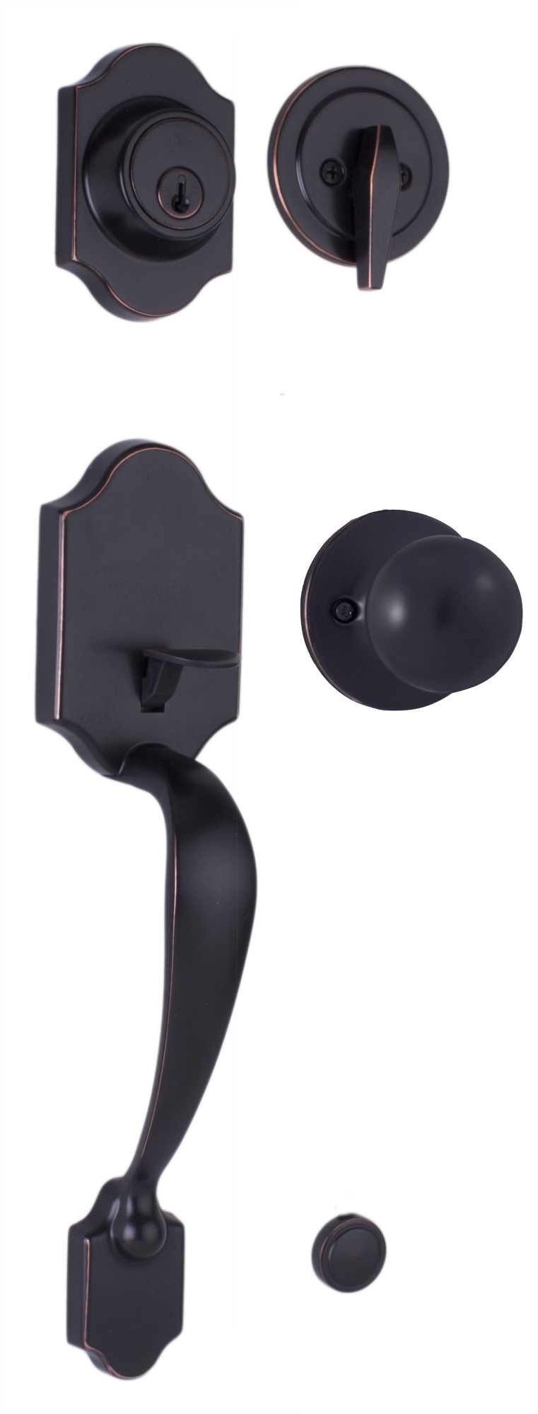 Weslock 2820G Parkside Single Cylinder Handleset with Hudson Knob Interior Pack from the Premiere Essentials Collection Oil Rubbed Bronze Door