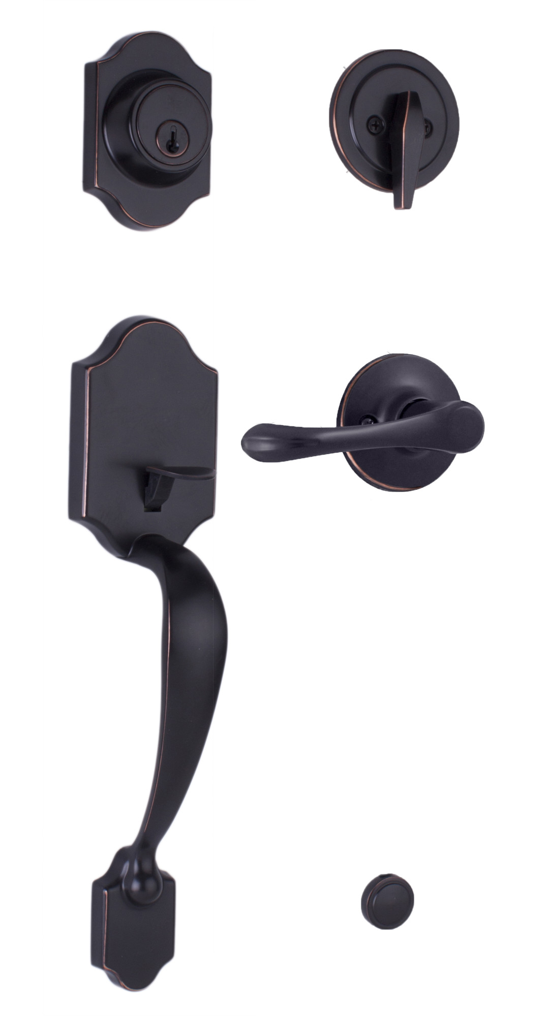 Weslock 2820V Parkside Single Cylinder Handleset with Somerset Lever Interior Pack from the Premiere Essentials Collection Oil Rubbed Bronze Door