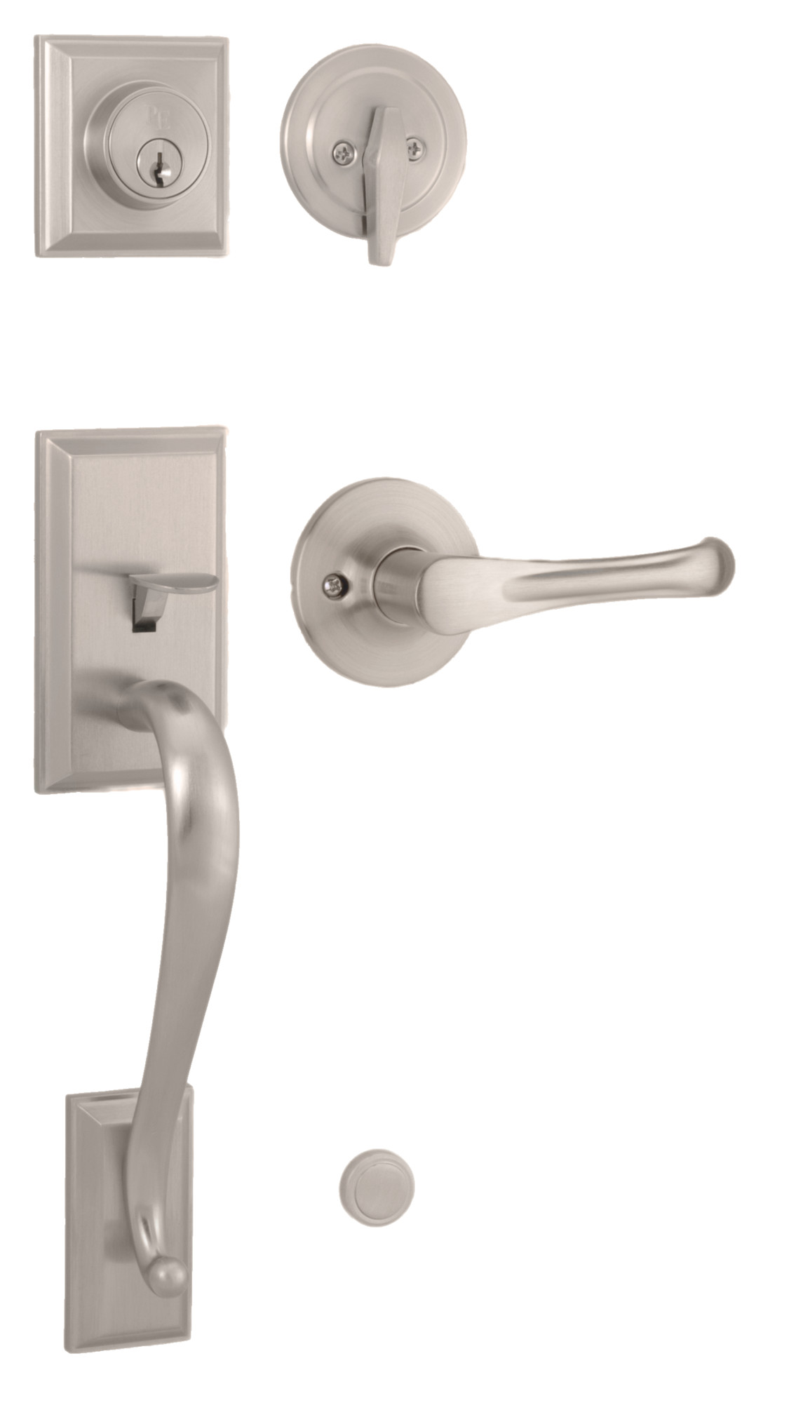 Weslock 2830V Mercy Sectional Single Cylinder Keyed Entry Handleset with Interior Somerset Lever Satin Nickel Door Hardware Handlesets Keyed Entry