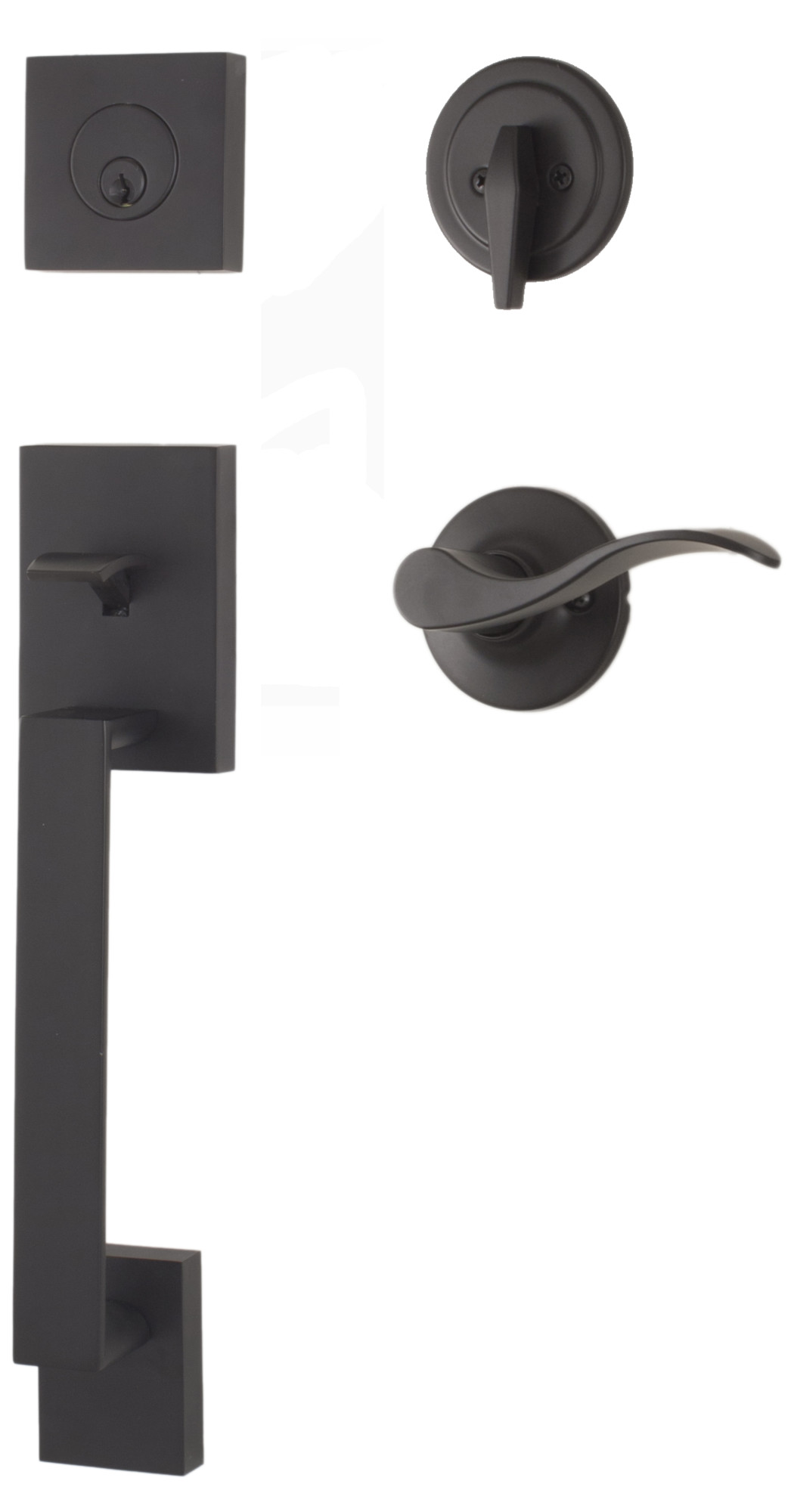 Weslock 2840X Bailey Sectional Single Cylinder Keyed Entry Handleset with Interior New Haven Lever Matte Black Door Hardware Handlesets Keyed Entry