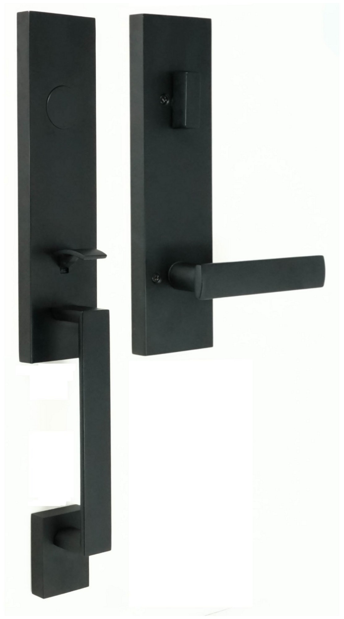 Weslock 2875-LEIGHTON-UTICA-DUMMY-ENTRY Leighton One Piece Dummy Handleset with Utica Flat Square Interior Lever from the Transitional Collection