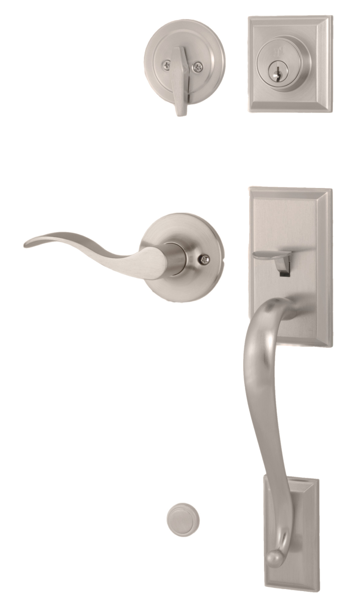 Weslock 2830X-RH Mercy Right Handed Sectional Single Cylinder Keyed Entry Handleset with Interior New Haven Lever Satin Nickel Door Hardware