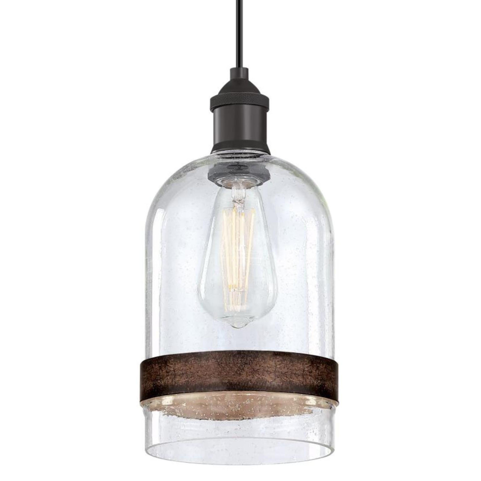 Photos - Chandelier / Lamp Westinghouse 6129800 Tarrant 6" Wide Wood Mini Pendant Black-Bronze Indoor Lighting Pendants 