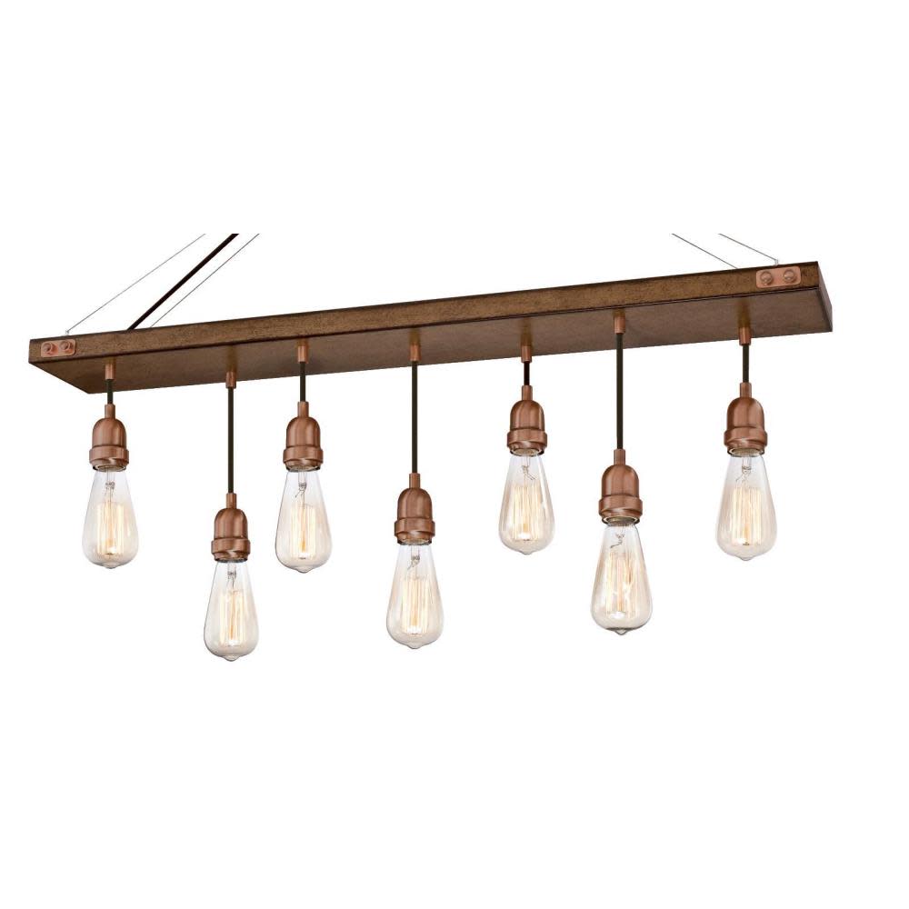 Photos - Chandelier / Lamp Westinghouse 6351400 Elway 7 Light 36" Wide Linear Chandelier Barnwood / Washed Copper Accents Indoor Lighting Chandeliers 