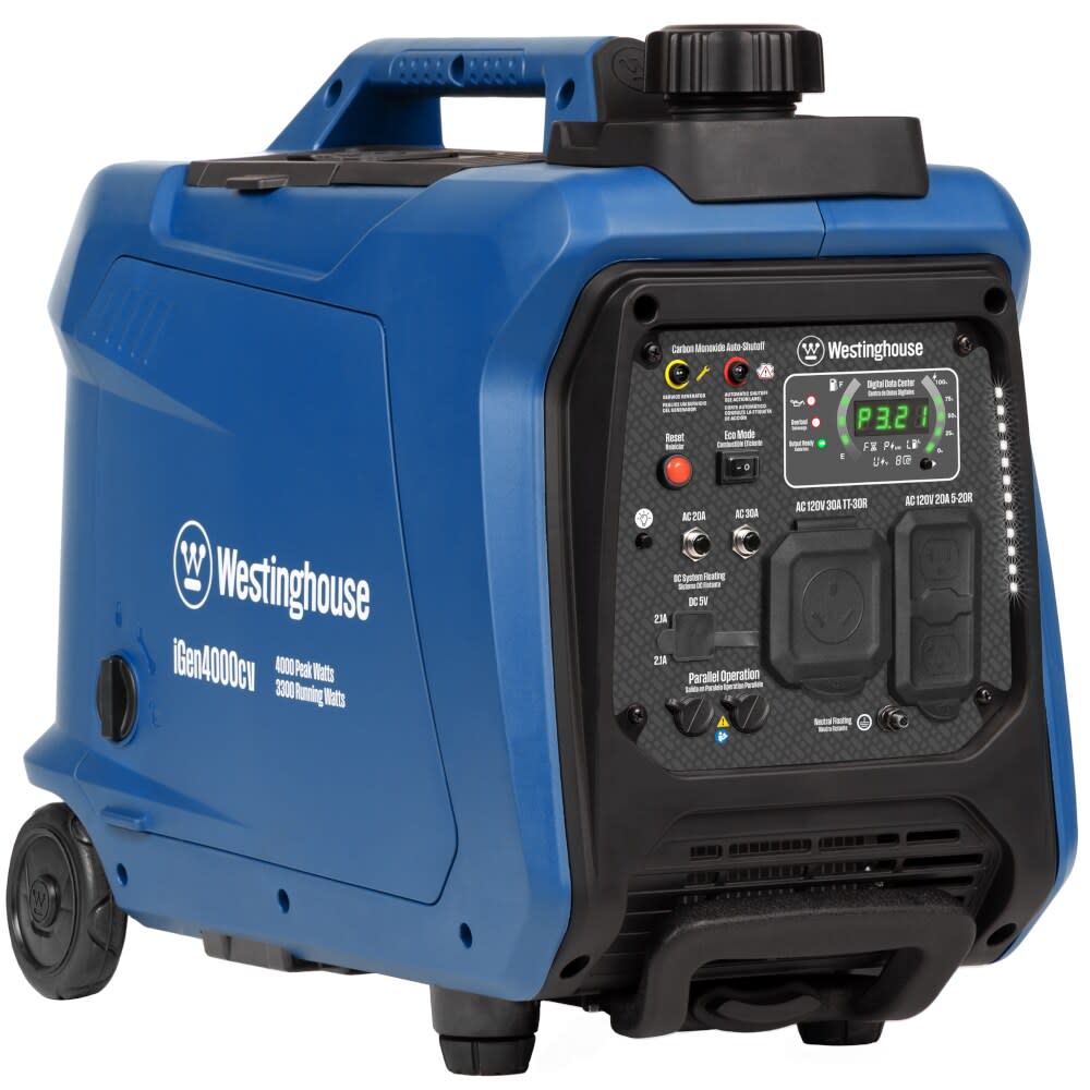 Westinghouse Power Equipment IGEN4000CV 3300-Watt (120V) Recoil Start Gasoline Portable Inverter Generator with CO Sensor (49-State) Generators
