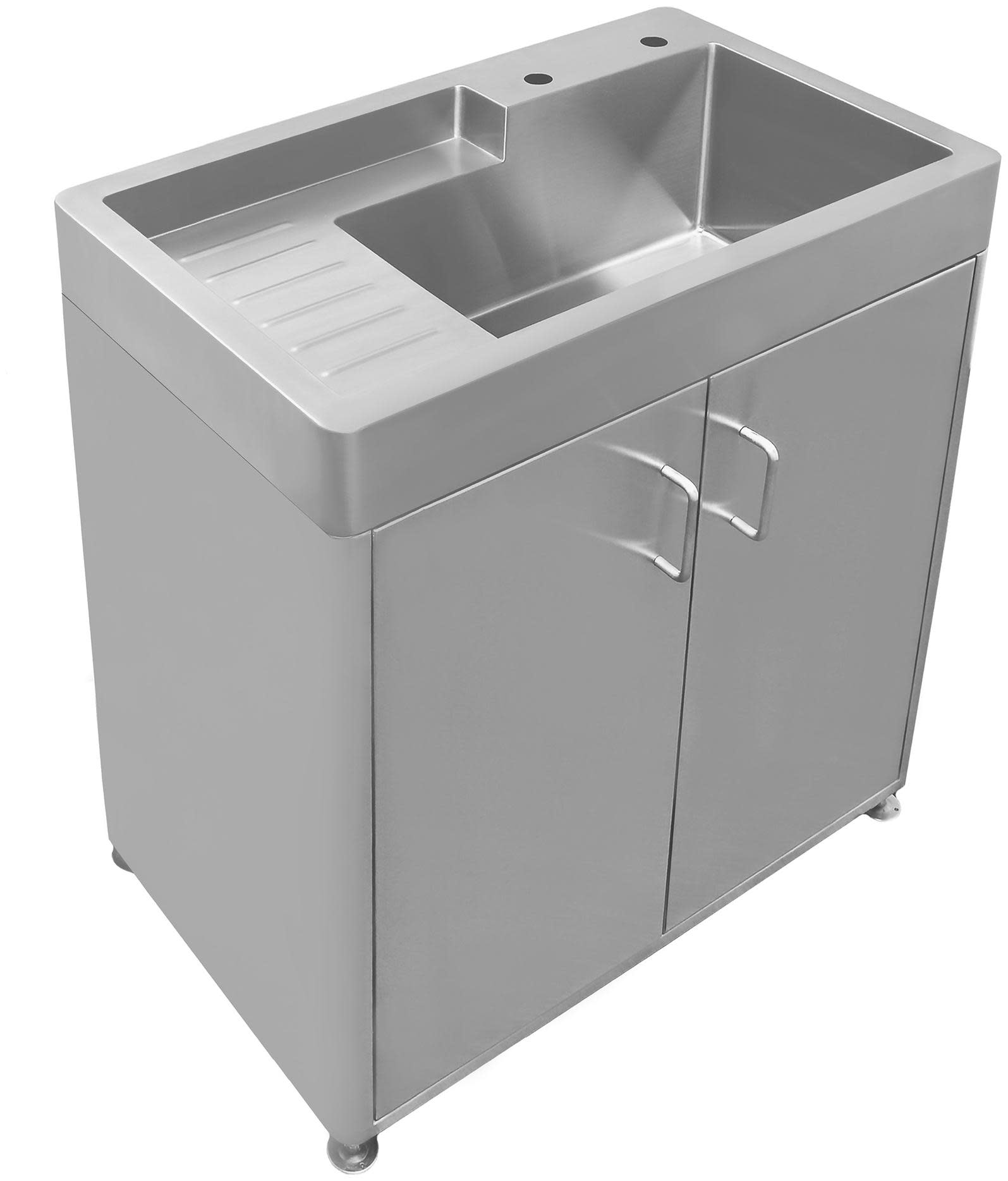 Photos - Kitchen Sink Pearl Whitehaus WH33209-CAB-NP  Haus Free Standing Stainless Steel Utility Sink Brushed Stainless Steel Sinks Utility Sinks S 