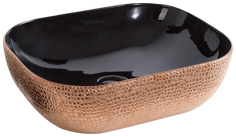 Photos - Bathroom Sink Whitehaus WH71302 Isabella Plus 19-3/4" Vitreous China Vessel  Black/Rose Gold Sinks s Sinks Only