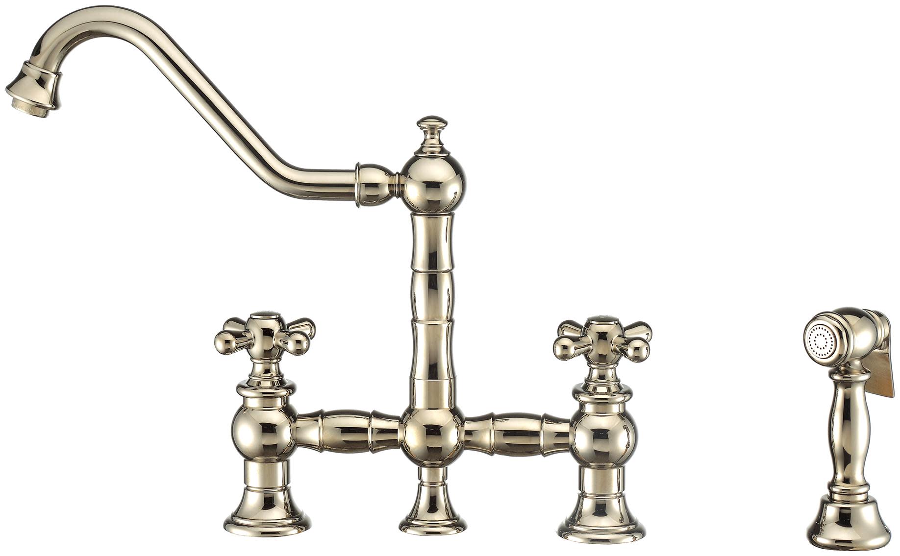 Photos - Tap Vintage Whitehaus WHKBTCR3-9201-NT  III Plus 1.5 GPM Widespread Kitchen Faucet Polished Nickel Faucet Kitchen Double Handle W 